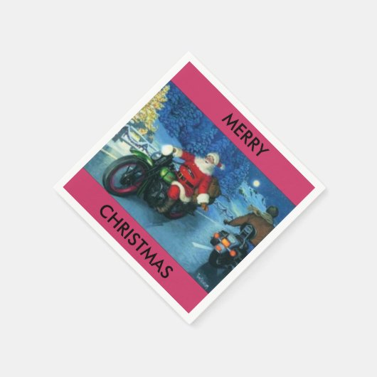 Kerstman op een motorfiets papieren servet (Hoek)