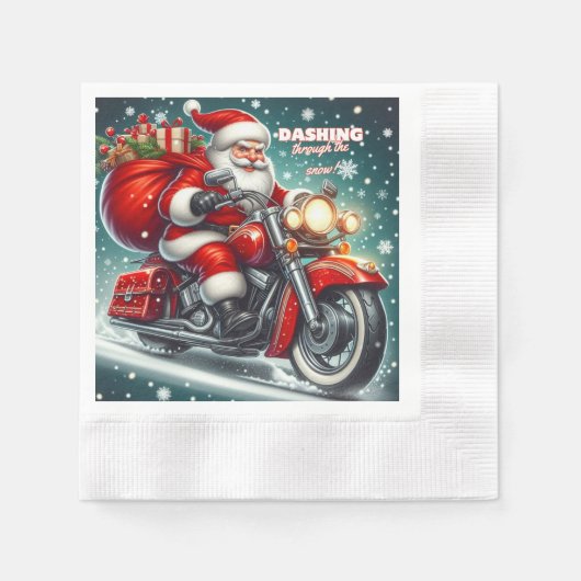 Kerstman op een motorfiets servet (Voorkant)
