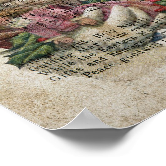 Kerstman op een muziek achtergrond met speelgoed poster (Hoek)