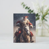 Kerstman op een paard briefkaart (Staand voorkant)