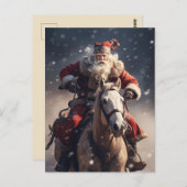 Kerstman op een paard briefkaart (Voorkant / Achterkant)