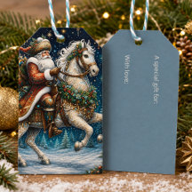Kerstman op een paard in vintage stijl 