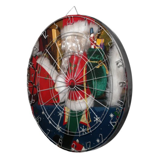 Kerstman op een paard met Snow Art Print Dartbord (Voorkant Rechts)