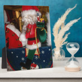 Kerstman op een paard met Snow Art Print Fotoplaat (Zijkant)