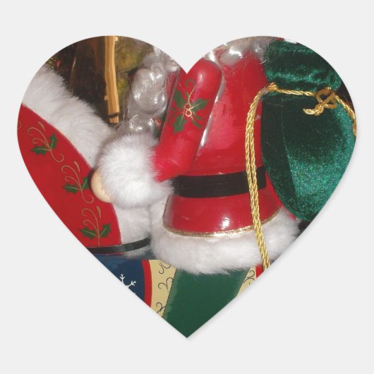 Kerstman op een paard met Snow Art Print Hart Sticker (Voorkant)