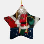 Kerstman op een paard met Snow Art Print Keramisch Ornament (Voorkant)