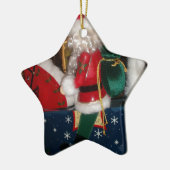 Kerstman op een paard met Snow Art Print Keramisch Ornament (Links)