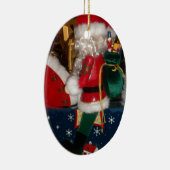 Kerstman op een paard met Snow Art Print Keramisch Ornament (Rechts)