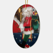 Kerstman op een paard met Snow Art Print Keramisch Ornament (Links)