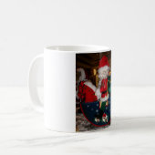 Kerstman op een paard met Snow Art Print Koffiemok (Voorkant links)
