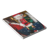 Kerstman op een paard met Snow Art Print Notitieblok (Schuin)