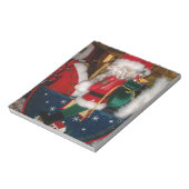 Kerstman op een paard met Snow Art Print Notitieblok (Linkerzijde)