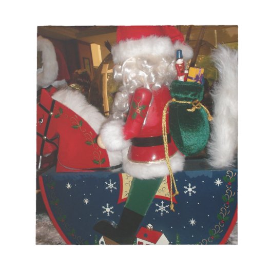 Kerstman op een paard met Snow Art Print Notitieblok (Voorkant)