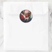 Kerstman op een paard met Snow Art Print Ronde Sticker (Tas)