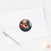 Kerstman op een paard met Snow Art Print Ronde Sticker (Envelop)