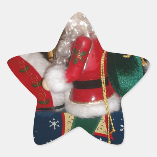 Kerstman op een paard met Snow Art Print Ster Sticker (Voorkant)