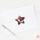 Kerstman op een paard met Snow Art Print Ster Sticker (Envelop)