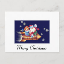 Kerstman op een raket