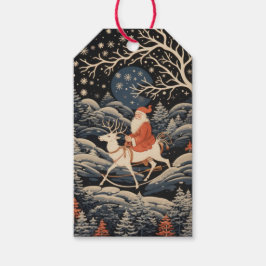 KERSTMAN OP EEN REN HOUTEN KADOETIKET CADEAULABEL