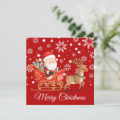 Kerstman op een rendier slee whimsical Kerstkaart (Staand voorkant)