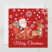 Kerstman op een rendier slee whimsical Kerstkaart