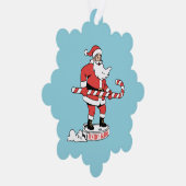 Kerstman op een Roomba – Kerstexpress Ornament Kaart (Rechts)