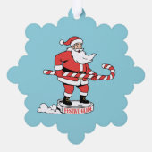 Kerstman op een Roomba – Kerstexpress Ornament Kaart (Achterkant)