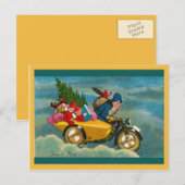 Kerstman op een scooter feestdagenkaart (Voorkant / Achterkant)