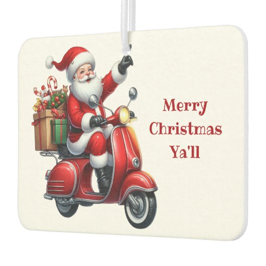 Kerstman op een scooter luchtverfrisser (Links)