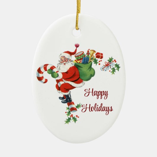 Kerstman op een snoepriet Ornament (Voorkant)