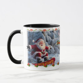 Kerstman op een Snowboard op een Keramische Koffie Mok