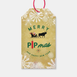 Kerstman op een stieren slee – Forex Pipmas cadeau Cadeaulabel