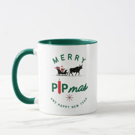 Kerstman op een stieren slee – Forex Pipmas cadeau Mok