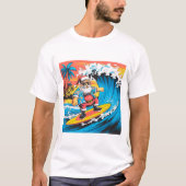 Kerstman op een surfplank met zonnebril - XMAS T-shirt (Voorkant)