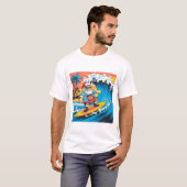 Kerstman op een surfplank met zonnebril - XMAS T-shirt (Voorkant volledig)