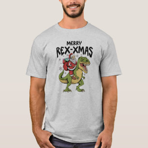 Kerstman op een t-rex, Mery-Rex-xmas T-shirt