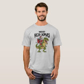 Kerstman op een t-rex, Mery-Rex-xmas T-shirt (Voorkant volledig)