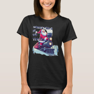 Kerstman op een trein t-shirt
