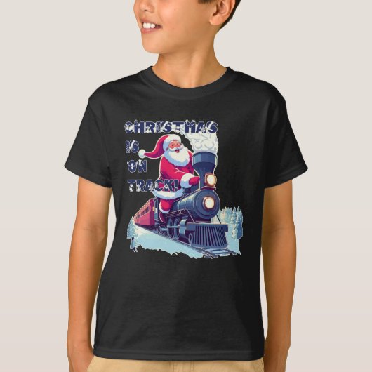 Kerstman op een trein t-shirt (Voorkant)