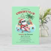 Kerstman op een tropisch eiland kerstfeest in juli kaart (Staand voorkant)