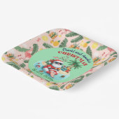 Kerstman op een tropisch eiland kerstfeest in juli papieren bordje (Gebogen)