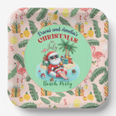 Kerstman op een tropisch eiland kerstfeest in juli papieren bordje (Voorkant)