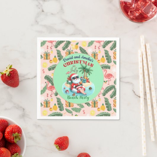Kerstman op een tropisch eiland kerstfeest in juli servet (Insitu)