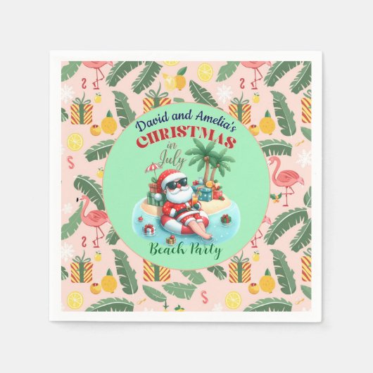 Kerstman op een tropisch eiland kerstfeest in juli servet (Voorkant)