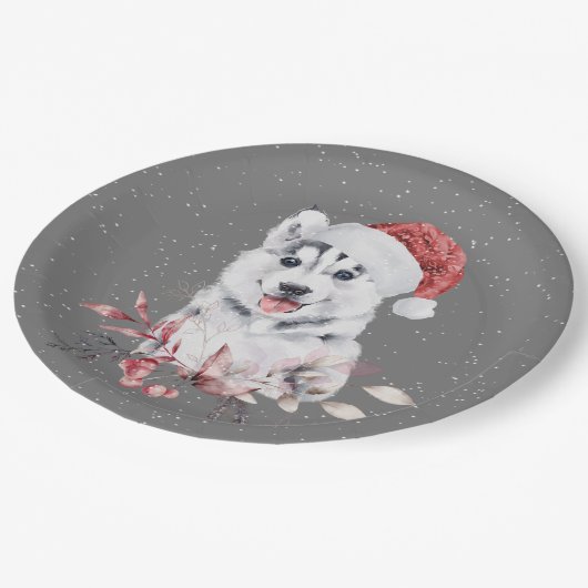 Kerstman op grijs papieren bordje (Gekanteld)