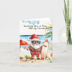 KERSTMAN op Hawaï-strand voor Kerstmis Feestdagen Kaart