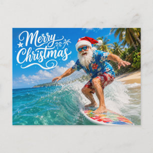 KERSTMAN op Hawaiaans strand voor Kerstmis Briefkaart