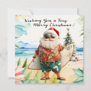 KERSTMAN op Hawaiaans strand voor Kerstmis Feestdagenkaart