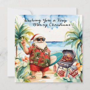 KERSTMAN op Hawaiaans strand voor Kerstmis Feestdagenkaart
