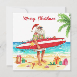 KERSTMAN op Hawaiaans strand voor Kerstmis Feestdagenkaart